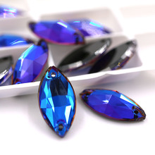 Diamantes de imitación con forma de hoja, 7x15mm, para coser, vestido/accesorios de ropa 2024 - compra barato
