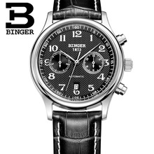 Authentic Switzerland BINGER Brand Men fashion watch automatic mechanical self-wind male table leather strap sapphire calendar 2024 - buy cheap