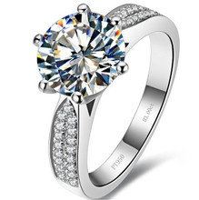 Anel de noivado 3ct de 9.0mm, anel redondo de moissanite sólido, anel de platina 950, ouro branco e fantástico 2024 - compre barato