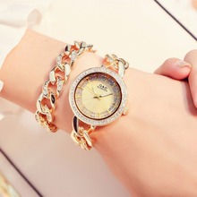 G & D-relojes de lujo para Mujer, Reloj de pulsera de cristal dorado, de cuarzo informal, femenino 2024 - compra barato
