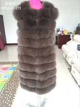 Chaleco de piel de zorro para mujer, abrigo de piel natural de otoño, 90 cm de longitud 2024 - compra barato