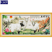 NKF Three Sheep Bring Bless Stamped Cross Stitch Pattern DIY Kit Needlework Embroidery Sets Chinese Cross Stitch for Home Decor 2024 - buy cheap