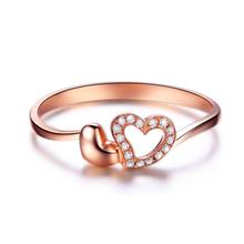 GVBORI 0.04CT Natural Diamond 18k Gold Women Classic Ring Heart Design Fashion Special gift for Girlfriend Lover 2024 - buy cheap