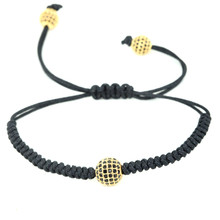 Nova marca de Moda Pulseiras, 10mm Micro Pave CZ Preto Beads Handmade Trança Macrame Bracelet Fit Homens e Mulheres, Presente Da Jóia 2024 - compre barato