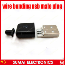 Free Shipping 100sets 3 in 1 2.0 USB type A 4P Male plug + Plastic housing/shell Connector kit Black wire bonding DIY usb plug 2024 - buy cheap