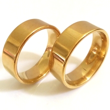 50pcs Gold Fine Polishing 8MM Flat Plain Unisex Band Rings Stainless Steel Jewelry Party Favor Lover's Gift Couples Ring 2024 - buy cheap
