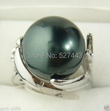 Wholesale FREE SIPP>Genuine Natural 14mm Black South Sea Shell Pearl Wedding Jewelry Ring Size 7/8/9 2024 - buy cheap