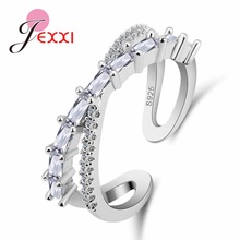 Wholesale Unique Crossed Design Rings For Women Unisex 925 Sterling Silver "X" Shape Cubic Zircons Bague Jewelry 2024 - buy cheap