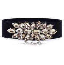 Passarela moda elástica diamantes frisados vestido feminino cinta cintura cintura decoração cinto largo r1153 2024 - compre barato