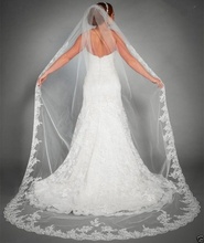 One Layer Tulle white Ivory Lace Edge Wedding Veil Elegant Veu de Noiva Long Bridal Veils Voile Mariage Wedding Accessories 2024 - buy cheap