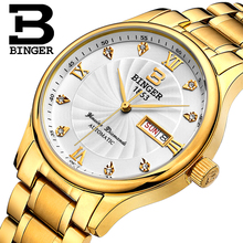 Genuine Luxury Switzerland BINGER Brand Men automatic mechanical watch leather strap sapphire waterproof business free shipping 2024 - buy cheap