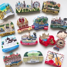 Imanes de nevera 3D de recuerdo turístico europeo, para Austria, República Checa, Hungría 2024 - compra barato