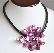 Charming purple shell Pearl Necklace baroque one flower 2024 - buy cheap