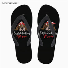 Twoheartsgirl-Chanclas de Bulldog Inglés para mujer, zapatillas de playa para mujer, zapatillas exteriores de interior, chanclas de baño 2024 - compra barato
