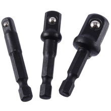 3pcs Black Hex Socket Adapter Bits Set 1/4" 3/8" 1/2" Extension Drill Bits Hex Socket Adapter For Electric Screwdriver Tools 2024 - buy cheap