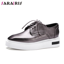 SARAIRIS Big Size 34-43 New Fashion shoelace Solid Round Toe Flat Platform Shoes Woman Casual Retro Spring Autumn Flats Dropship 2024 - buy cheap