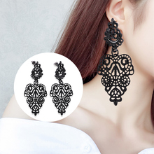 New Fashion Women Boho Black Alloy Pierced Long Dangle Drop Earrings Jewelry 2024 - buy cheap