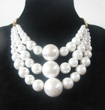 FREE SHIPPING New Style BY487 Gold colour Chains White Imitation Pearls 3 Layers Beads Necklace Jewelry 2024 - buy cheap