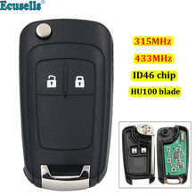 2 Button Remote Key fob 315mhz 433mhz with ID46 chip For Chevrolet Cruze Aveo Orlando Trax HU100 uncut 2024 - buy cheap