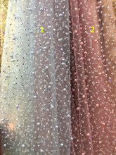 Latest african glued glitter lace fabric high quality nigerian mesh lace J-7242 tulle lace fabric with beads 2024 - buy cheap