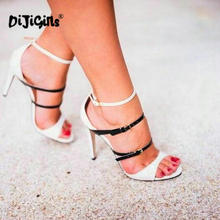 Sandálias de verão sandálias femininas finas de salto alto fivela cinta gladiador peep toe sapatos sexy sandálias brancas 2024 - compre barato
