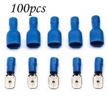 100Pcs FDFD2-250 MDD2-250 Blue Crimp Terminal Female + Male Spade Insulated Electrical Connectors Wiring Cable Plug 1.5-2.5mm2 2024 - buy cheap