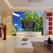 Beibehang-Fondo estereoscópico 3D personalizado para TV, papel tapiz 3D de árboles, cielo azul, pradera, paisaje, mural 2024 - compra barato