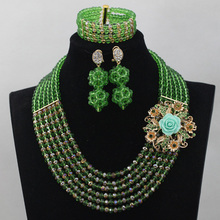 Hot Sales! Green African Beads Nigerian Party Jewelry Set for Women Fashion Wedding Bridal Jewelry Wholesale Free Shipping QW109 2024 - buy cheap