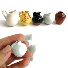 1Pcs  1:12  Mini Ceramic Pot Dollhouse Miniatures DIY Handmade Doll House Kitchen Ceramic Ornament Decora Vase 2024 - buy cheap