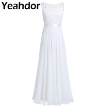 Women Bridesmaid Dresses Full Length Sleeveless Lace Embroidered U back High-waist Chiffon Long Wedding Party Formal Dress 2024 - buy cheap