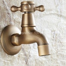 Antique Brass Cross Handle Laundry Bathroom Kitchen Wall Mount Basin Faucet Single Cold Tap aav104 2024 - buy cheap