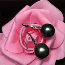 free shipping   jewelry new 10MM dangle Tahitian Natural black green Pearl Earring 2024 - buy cheap