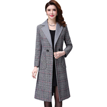 New Lattice Woolen coat Autumn Winter Women Coats large size Women wool coat fashion Thicken Double sided slim long coats 2112 2024 - buy cheap