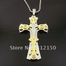 10pcs/lot Wholesale Free Shipping Stainless Steel Ball Chain Double Cross Pendant Star  Big Cross Necklace Pendant Necklaces 2024 - buy cheap