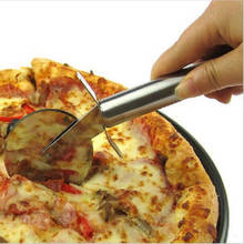 Резак для пиццы из нержавеющей стали, Круглый ролик, нож для торта с защитой пальцев, кухонные инструменты инструмент для выпечки и готовки 2024 - купить недорого