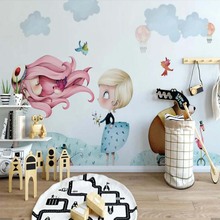 Papel de parede moderno com pintura a óleo, para quarto de menina, mural, murais, decalques 3d, rolos de papel de parede para sala de estar, papelão 2024 - compre barato