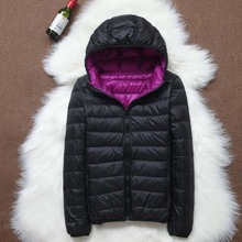 Autumn Winter Women Down Jacket Women's Double-Sided Wear Hooded Ultra  Light White Duck Down Coat Plus Size Slim Puffer Jacket 2024 - buy cheap