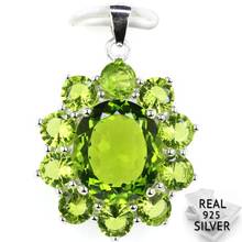 Guaranteed Real 925 Solid Sterling Silver 5.4g Deluxe Green Peridot CZ Man Engagement Pendant 33x23mm 2024 - buy cheap