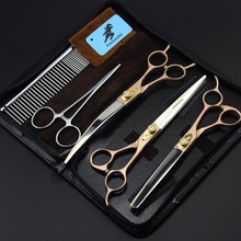 High Quality Professional JP440C 7 Inch Dog Grooming Scissors Pet Clipper Cutting Curved Thinning Shears +Comb 2024 - buy cheap
