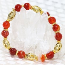 Gold-color beads 8mm natural veins red strand bracelets round stone carnelian onyx agat wedding party gift jewelry 7.5inch B2090 2024 - buy cheap