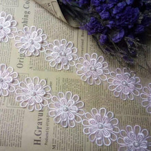 10x Pink Pearl Flower DIY Soluble Wedding Lace Trim Knitting Embroidered Handmade Patchwork Ribbon Sewing Supplies Craft 5CM 2024 - buy cheap