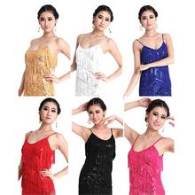 New Sexy Elegant Women Latin Dance Dress Fringed Tassel Sequins Clubwear Skirt 2024 - buy cheap