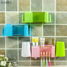 Noolim suporte de escova de dentes multifuncional, organizador de banheiro, prateleira de parede, 4 cores, rack de armazenamento de pasta de dentes 2024 - compre barato