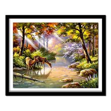 NEW 5D DIY Diamond Painting Cross Stitch Landscape Deer Crystal Needlework Diamond Embroidery Full Diamond Decorative BJ464 2024 - compre barato