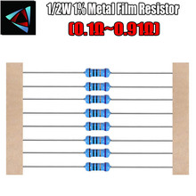 Resistor de filme do metal 50 peças, 1/2w 1% 0.1 0.12 0.15 0.18 0.2 0.22 0.24 0.27 0.3 0.39 0.47 0.5 0.56 0.62 ohm 2024 - compre barato