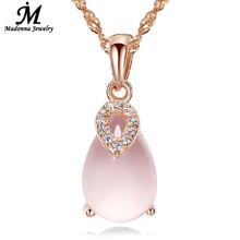 Pingente rosa ouro moda feminina, pingente coração da sorte de quartzo colar para mulheres rosa joias de festa 2020 2024 - compre barato