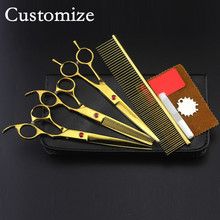 Customize professional 4 kit japanese Pet 8 inch shears hair scissors dog grooming thinning cutting barber hairdressing scissors 2024 - buy cheap