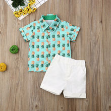 Roupa infantil de verão para meninos, traje formal de abacaxi + calças, roupa de cavalheiro 2024 - compre barato