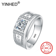 YINHED модное мужское Ювелирное кольцо подлинные обручальные кольца из стерлингового серебра 925 пробы 1.25ct CZ Diamant обручальные кольца для мужчин ZR606 2024 - купить недорого