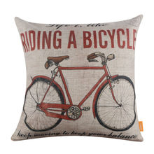 LINKWELL 18x18" Red Bike Burlap Cushion Cover throw Pillowcase Life is Like Ridig a Bicycle Keep Moving to Keep your Balance 2024 - buy cheap